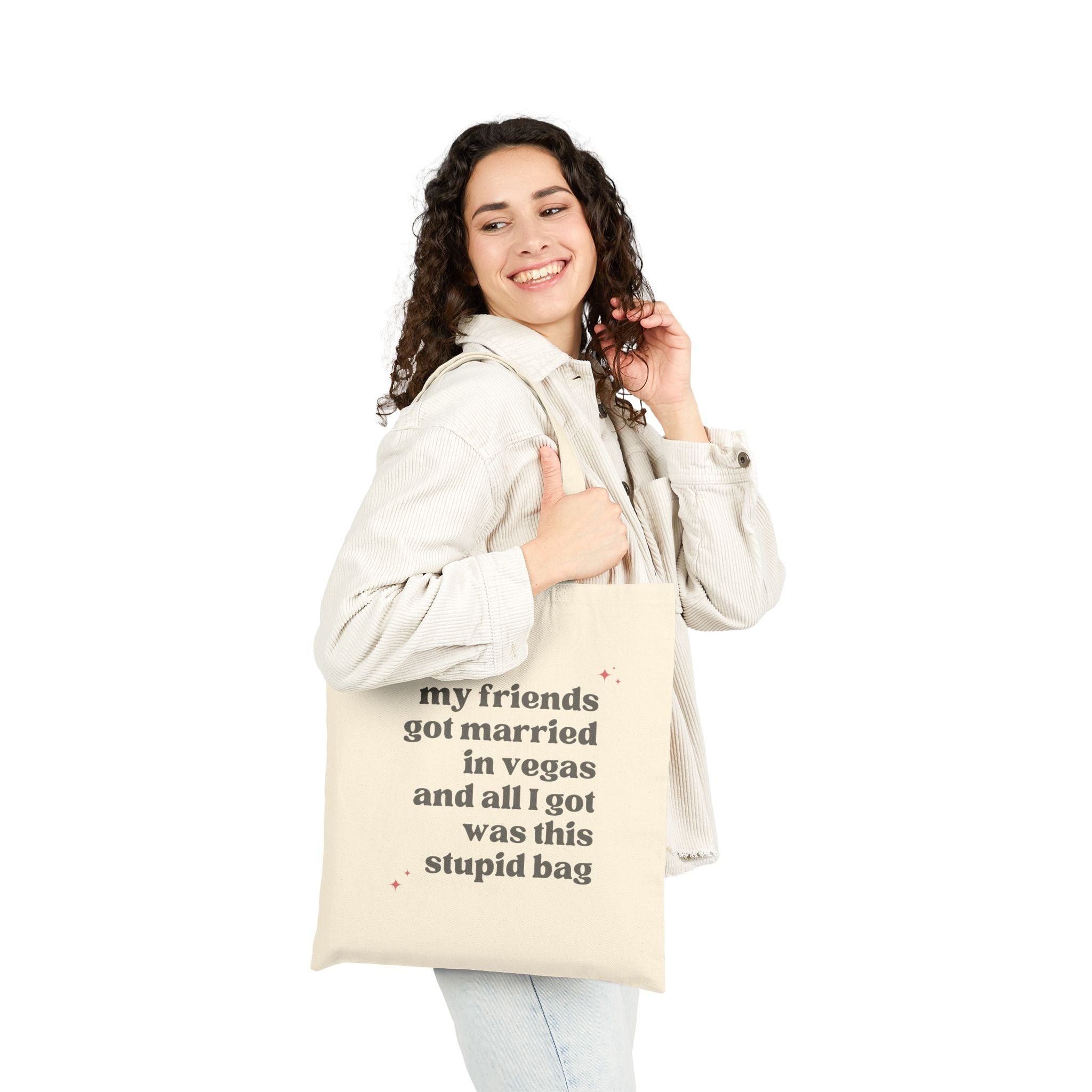 Friends Got Married in Vegas, Funny Wedding Tote Bag, Bridal Party Gift, Unique Wedding Favor
